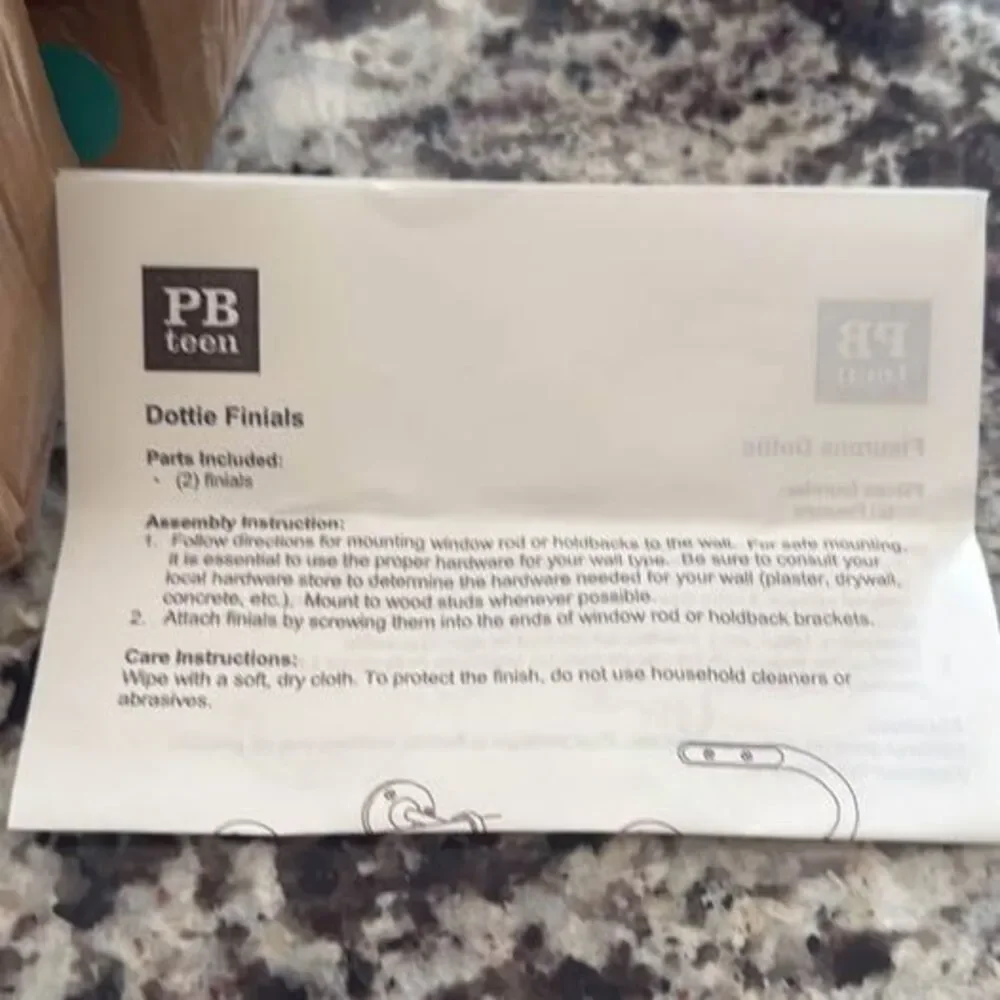 Pottery Barn Teen Dottie Finials/Curtain Rod Ends, “Pool” color, 2 per box, NIB